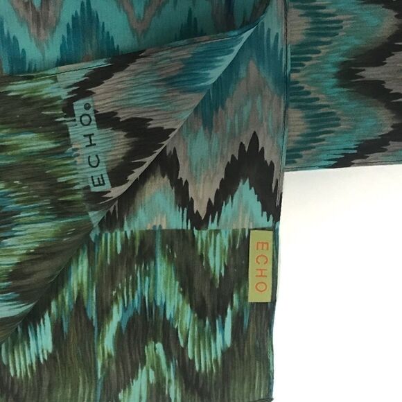 Echo Blue/Brown Chevron Print Scarf - Picture 4 of 8